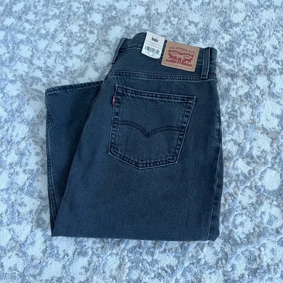 NWT Levi's Denim Cotton Blend Midi Skirt with Side Slit, Black, Size 31 - Picture 14 of 14